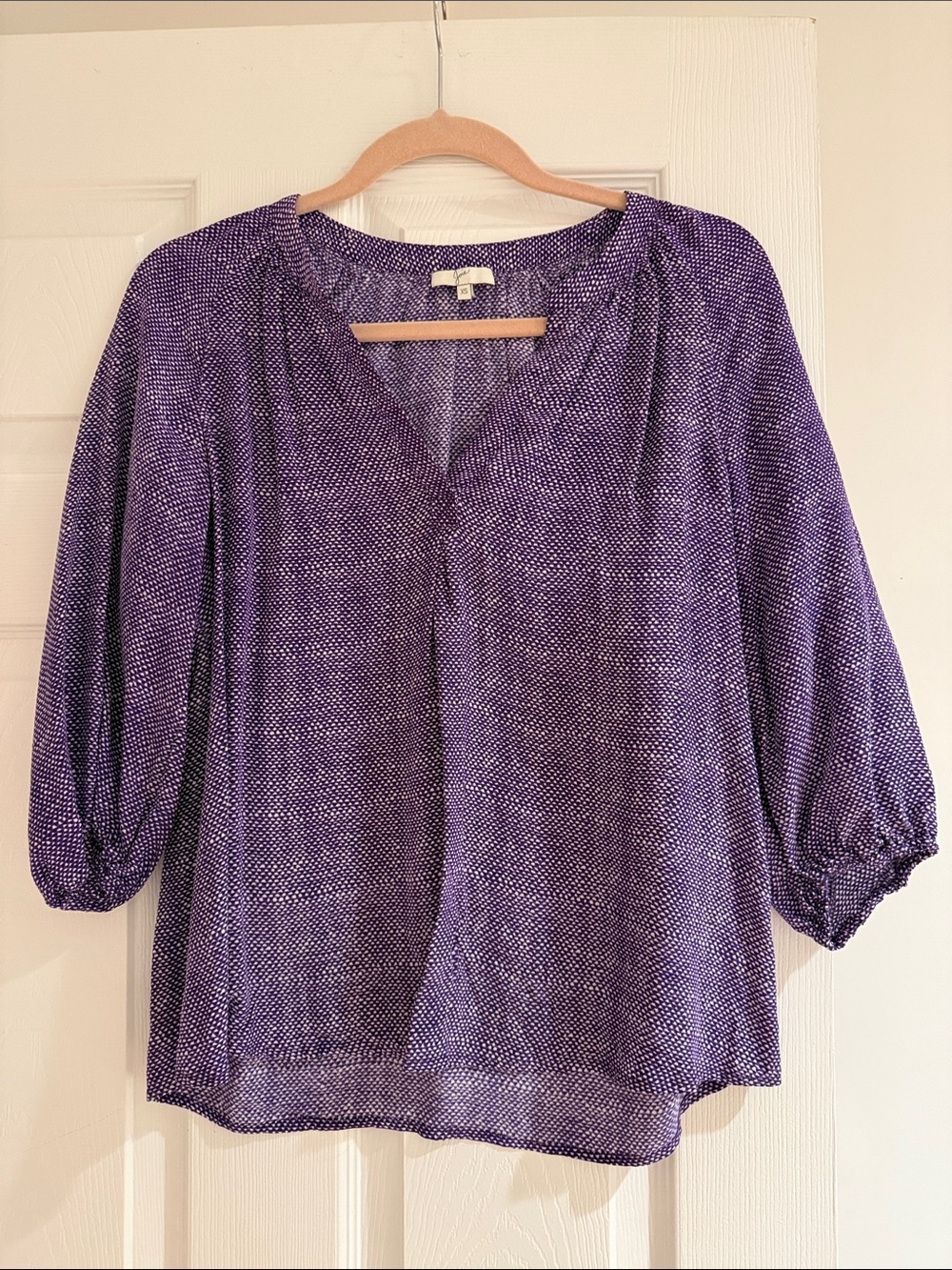 Joie Purple Printed V-Neck Blouse